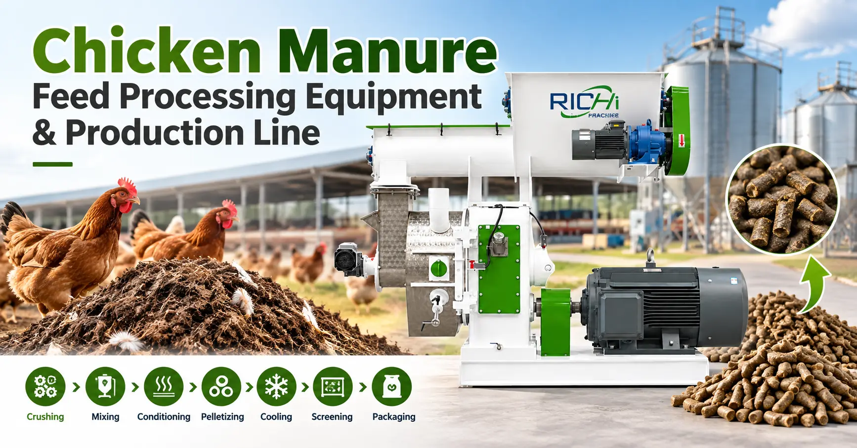 chicken manure feed processing equipment and production process